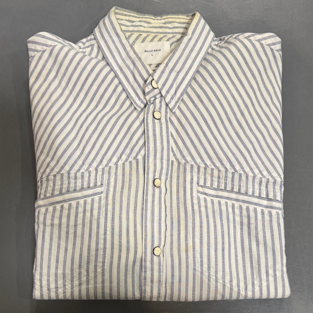 Billy Reid Men's Striped Button Down Shirt - Blue and White